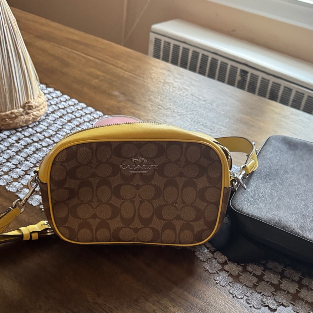 Coach Brown and Yellow Crossbody Bag